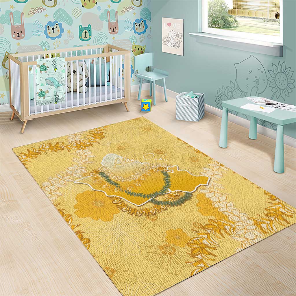 Hawaii Oahu Island Flowers Lei Area Rug Yellow Ilima Mix Plumeria LT7 - Polynesian Pride