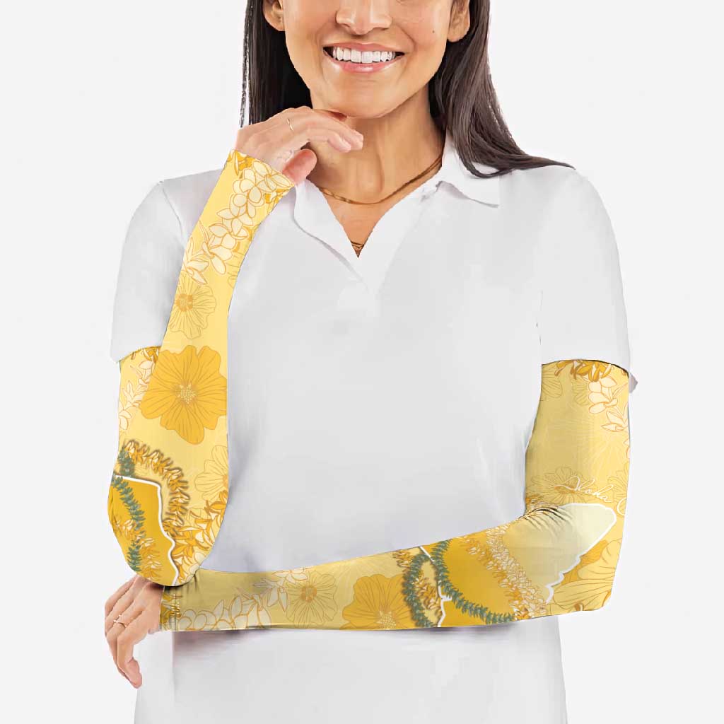 Hawaii Oahu Island Flowers Lei Arm Sleeves Yellow Ilima Mix Plumeria LT7 - Polynesian Pride