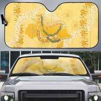 Hawaii Oahu Island Flowers Lei Auto Sun Shade Yellow Ilima Mix Plumeria LT7 Yellow - Polynesian Pride