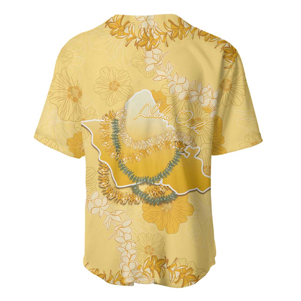 Hawaii Oahu Island Flowers Lei Baseball Jersey Yellow Ilima Mix Plumeria LT7 - Polynesian Pride