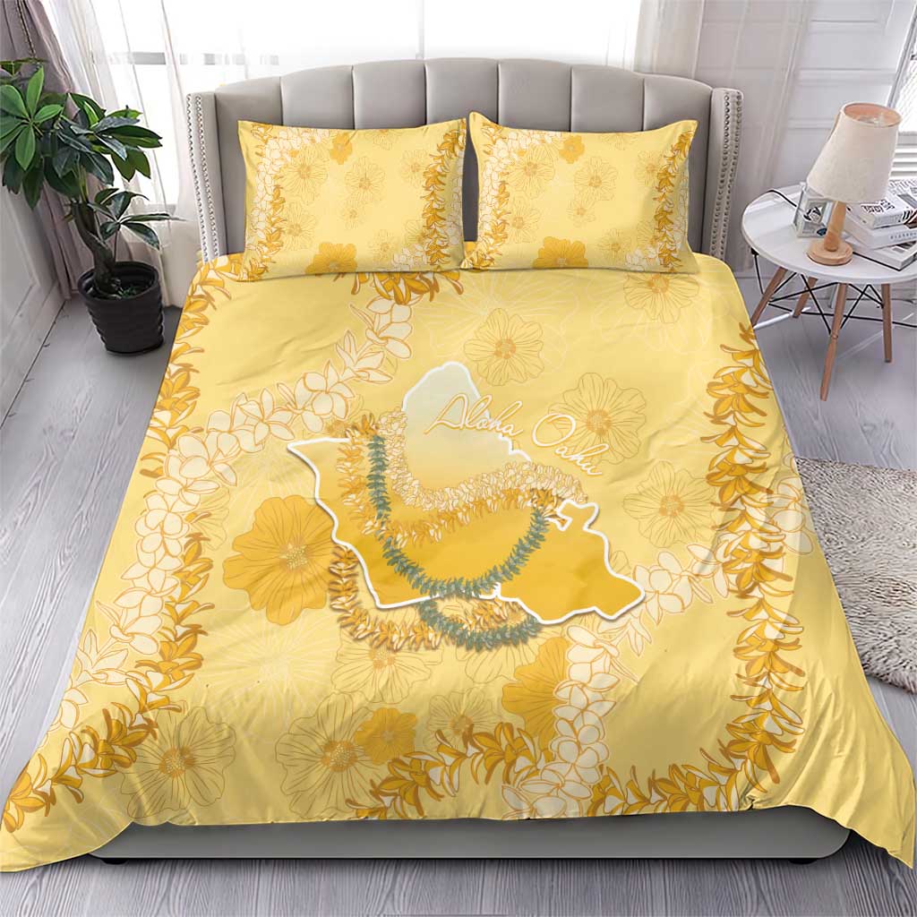 Hawaii Oahu Island Flowers Lei Bedding Set Yellow Ilima Mix Plumeria LT7 - Polynesian Pride