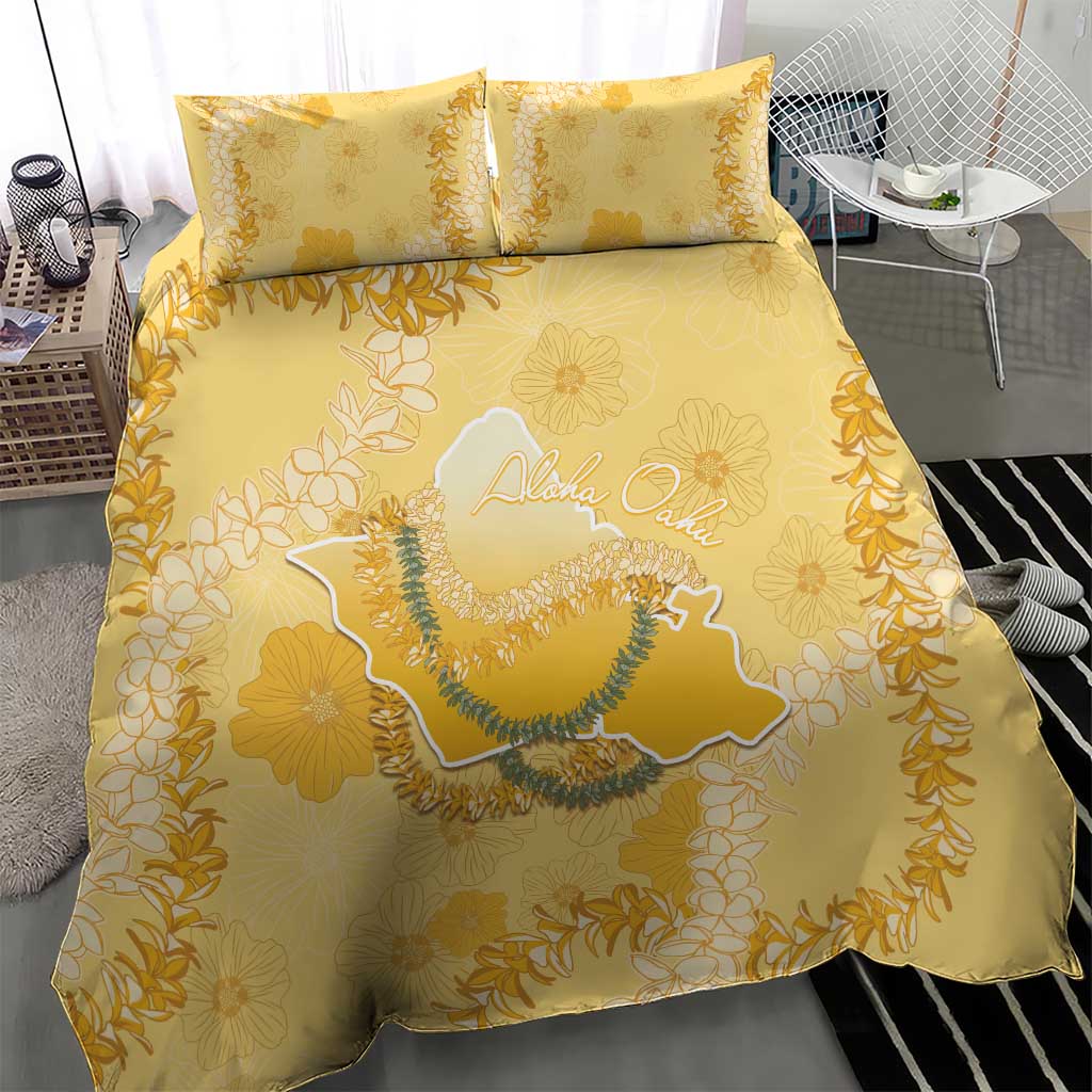 Hawaii Oahu Island Flowers Lei Bedding Set Yellow Ilima Mix Plumeria LT7 - Polynesian Pride