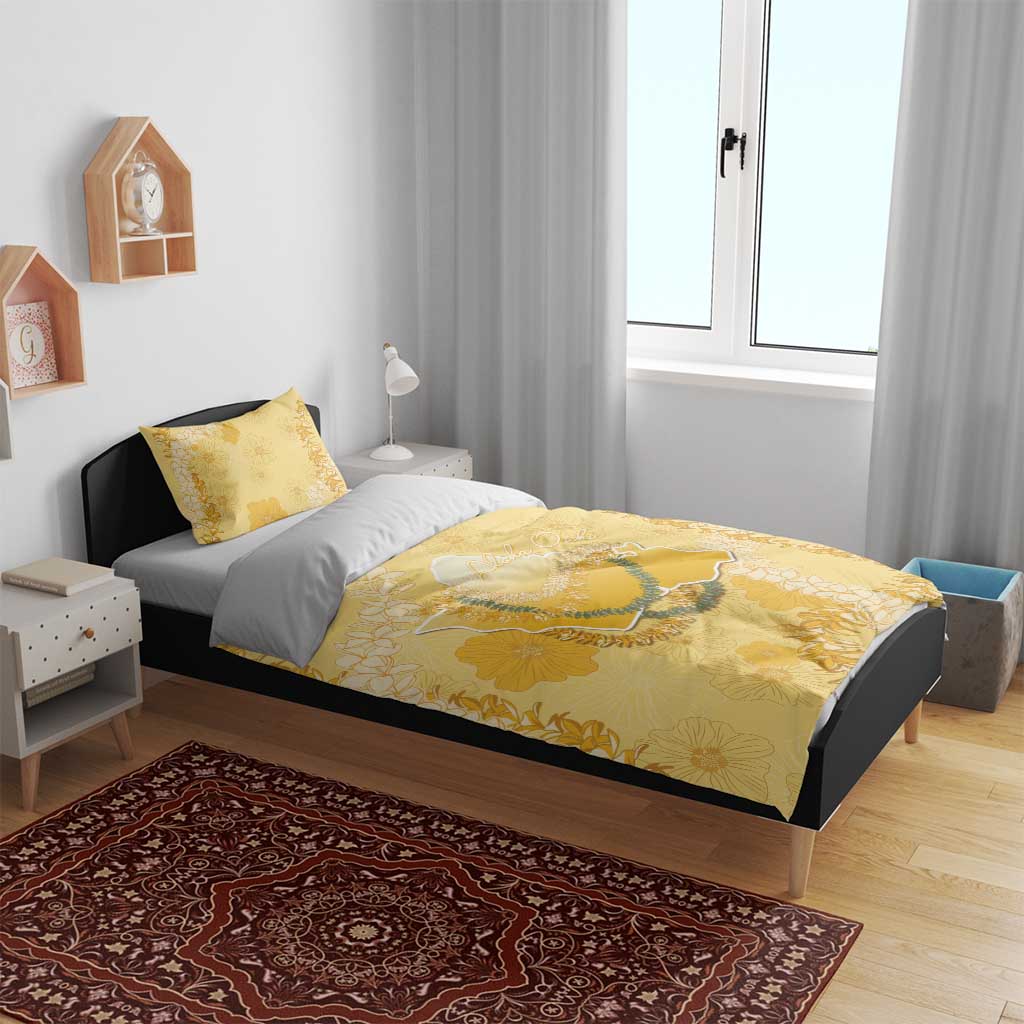 Hawaii Oahu Island Flowers Lei Bedding Set Yellow Ilima Mix Plumeria LT7 - Polynesian Pride