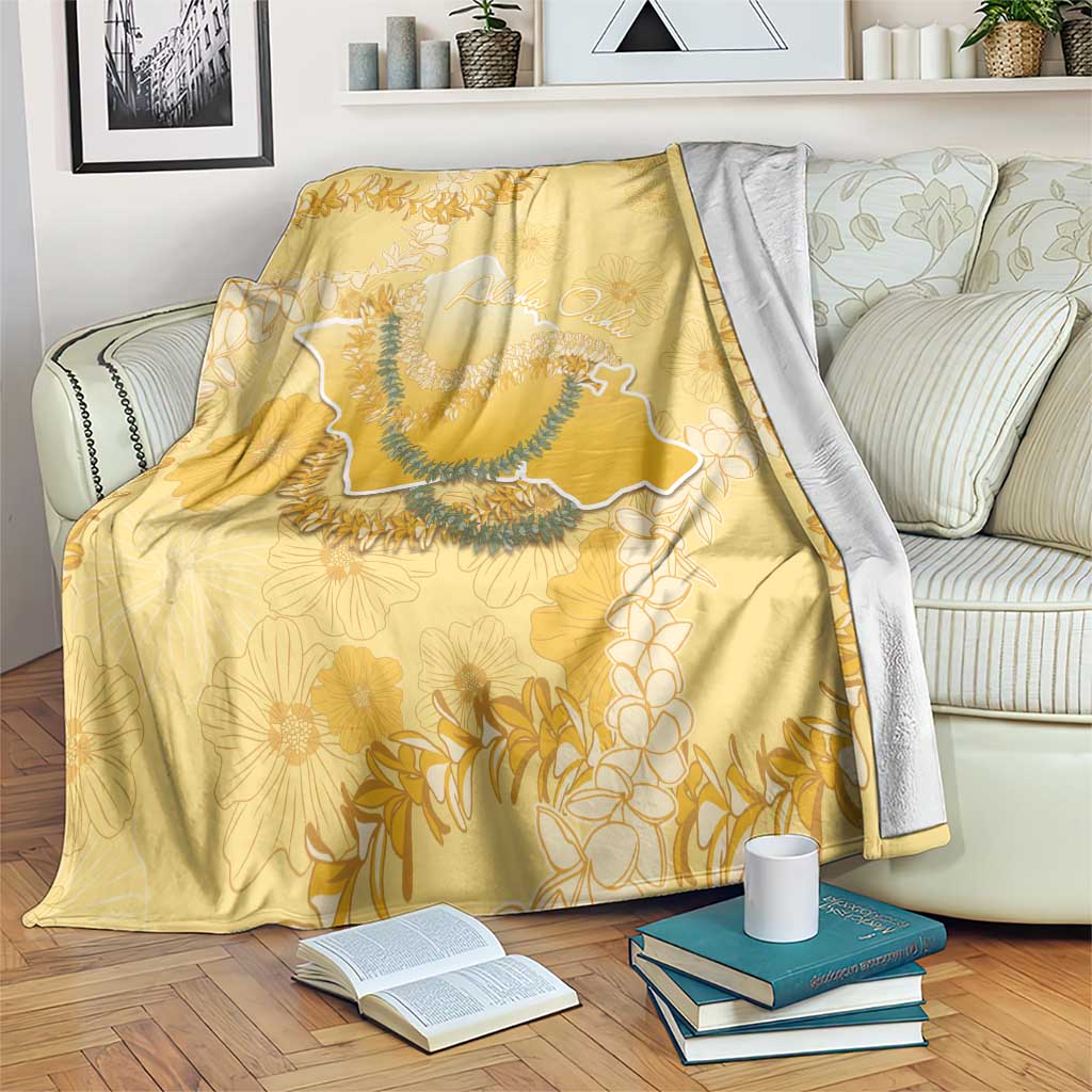 Hawaii Oahu Island Flowers Lei Blanket Yellow Ilima Mix Plumeria LT7 Yellow - Polynesian Pride