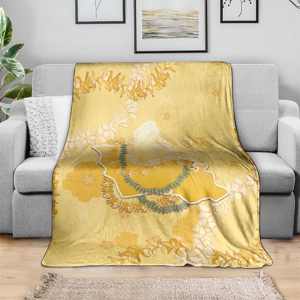 Hawaii Oahu Island Flowers Lei Blanket Yellow Ilima Mix Plumeria LT7 - Polynesian Pride