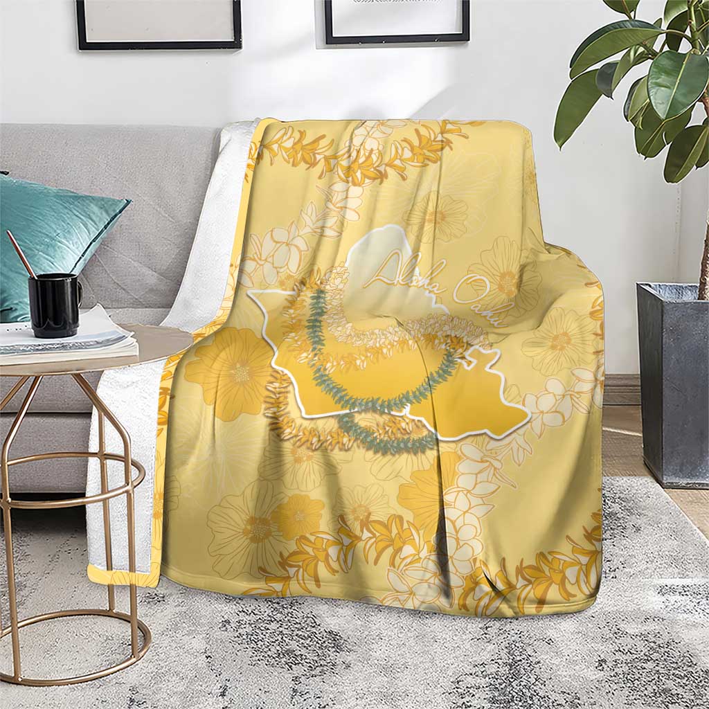 Hawaii Oahu Island Flowers Lei Blanket Yellow Ilima Mix Plumeria LT7 - Polynesian Pride