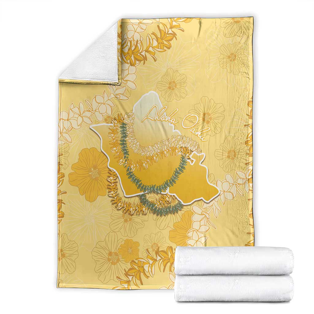 Hawaii Oahu Island Flowers Lei Blanket Yellow Ilima Mix Plumeria LT7 - Polynesian Pride
