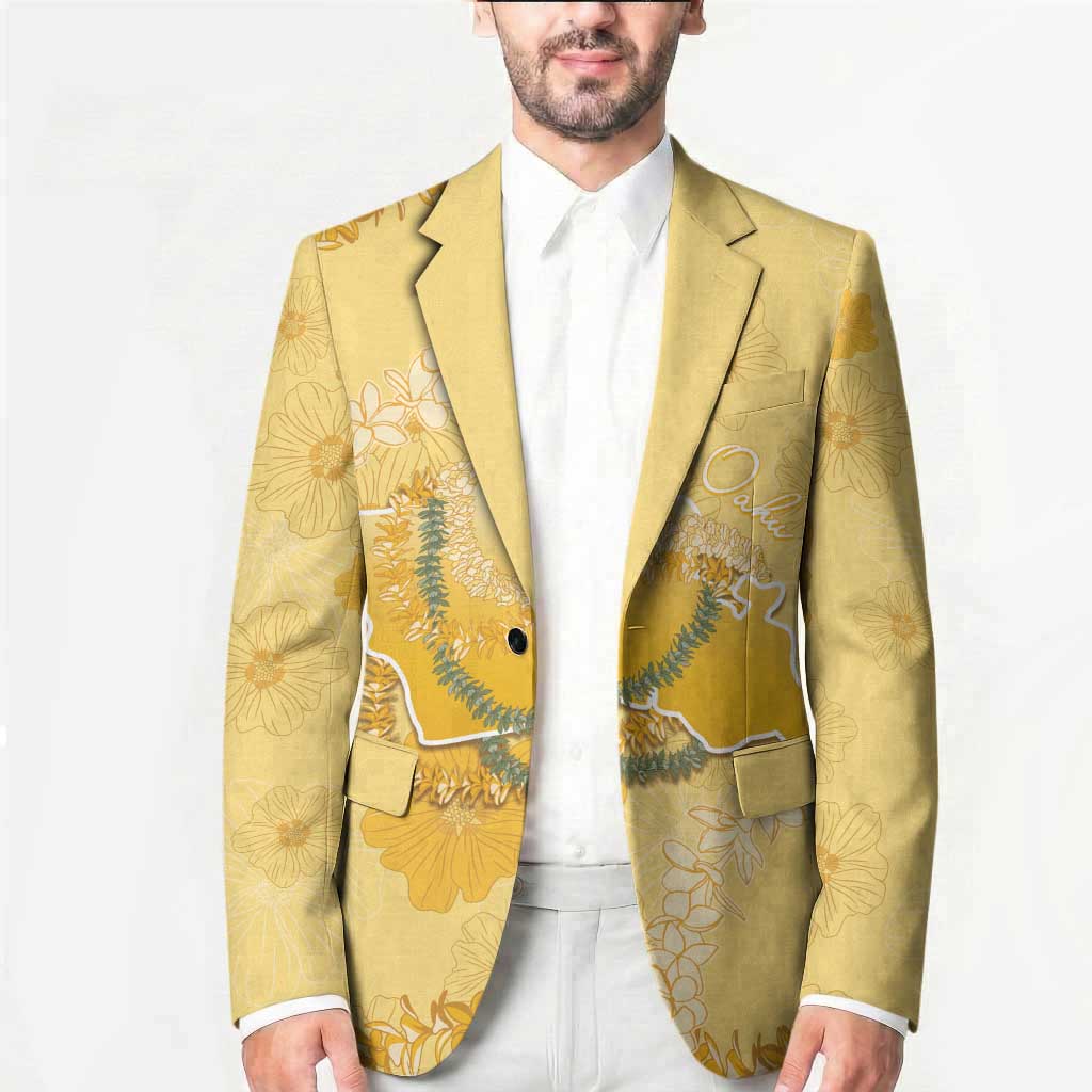 Hawaii Oahu Island Flowers Lei Blazer Yellow Ilima Mix Plumeria LT7 - Polynesian Pride