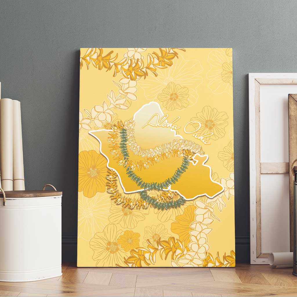 Hawaii Oahu Island Flowers Lei Canvas Wall Art Yellow Ilima Mix Plumeria LT7 - Polynesian Pride