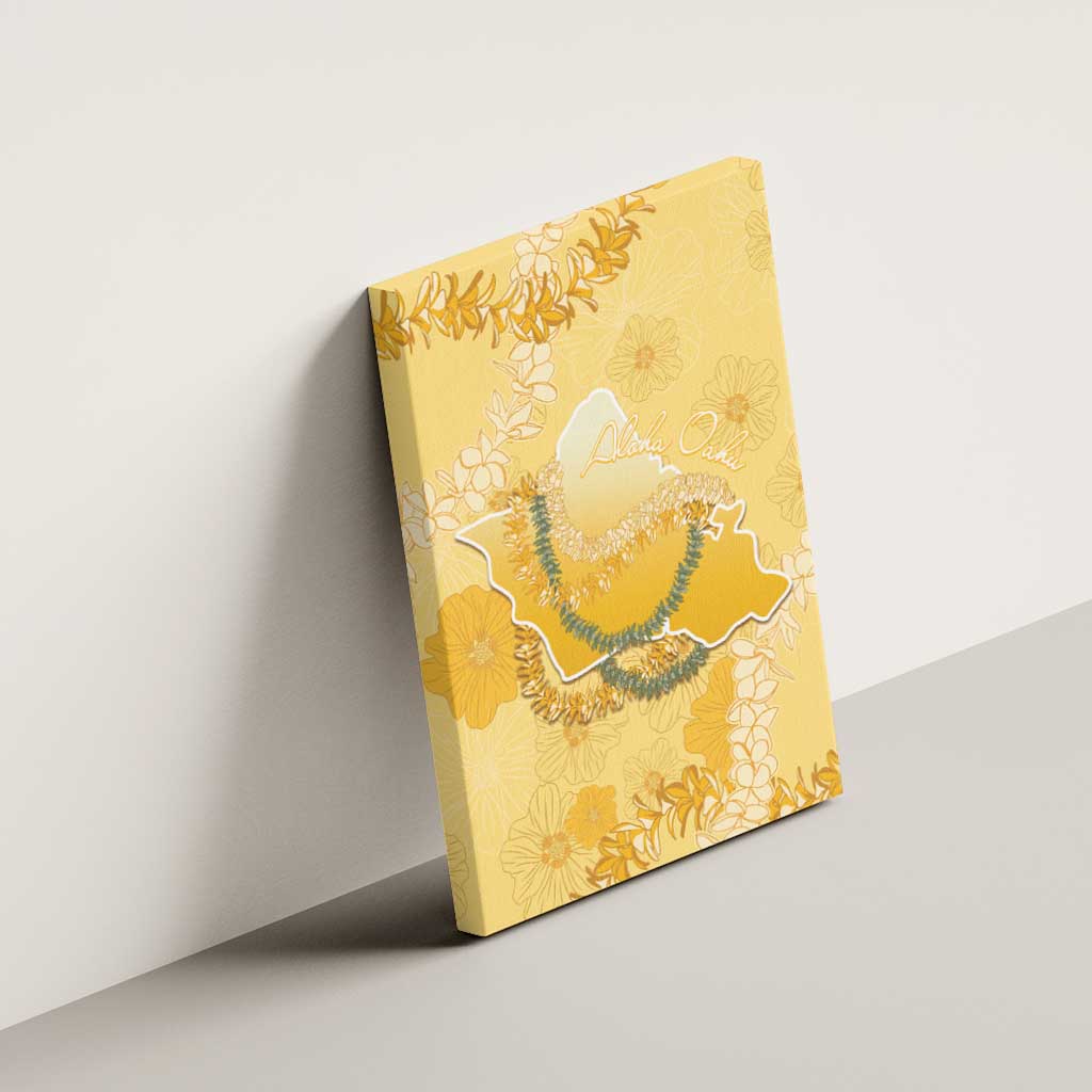 Hawaii Oahu Island Flowers Lei Canvas Wall Art Yellow Ilima Mix Plumeria LT7 - Polynesian Pride