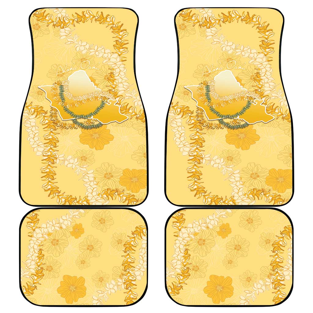 Hawaii Oahu Island Flowers Lei Car Mats Yellow Ilima Mix Plumeria LT7 - Polynesian Pride