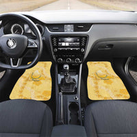 Hawaii Oahu Island Flowers Lei Car Mats Yellow Ilima Mix Plumeria LT7 Set 2pcs - Front Yellow - Polynesian Pride