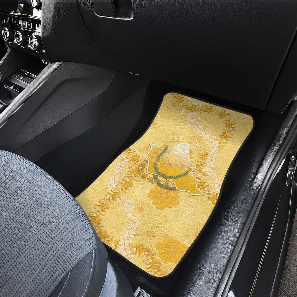 Hawaii Oahu Island Flowers Lei Car Mats Yellow Ilima Mix Plumeria LT7 - Polynesian Pride