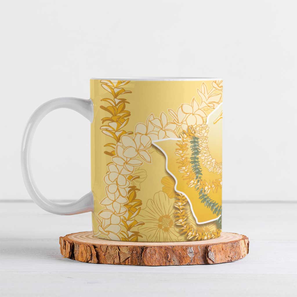 Hawaii Oahu Island Flowers Lei Ceramic Mug Yellow Ilima Mix Plumeria LT7 Yellow - Polynesian Pride