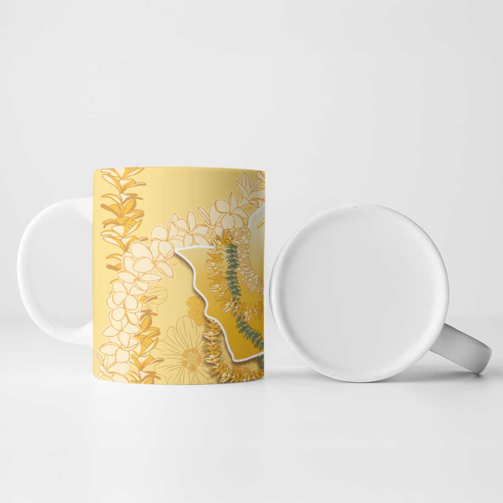 Hawaii Oahu Island Flowers Lei Ceramic Mug Yellow Ilima Mix Plumeria LT7 - Polynesian Pride