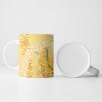 Hawaii Oahu Island Flowers Lei Ceramic Mug Yellow Ilima Mix Plumeria LT7 - Polynesian Pride