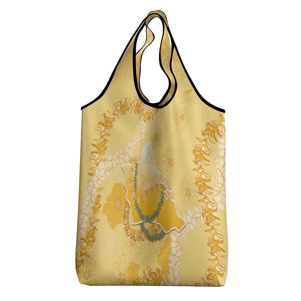 Hawaii Oahu Island Flowers Lei Grocery Bag Yellow Ilima Mix Plumeria