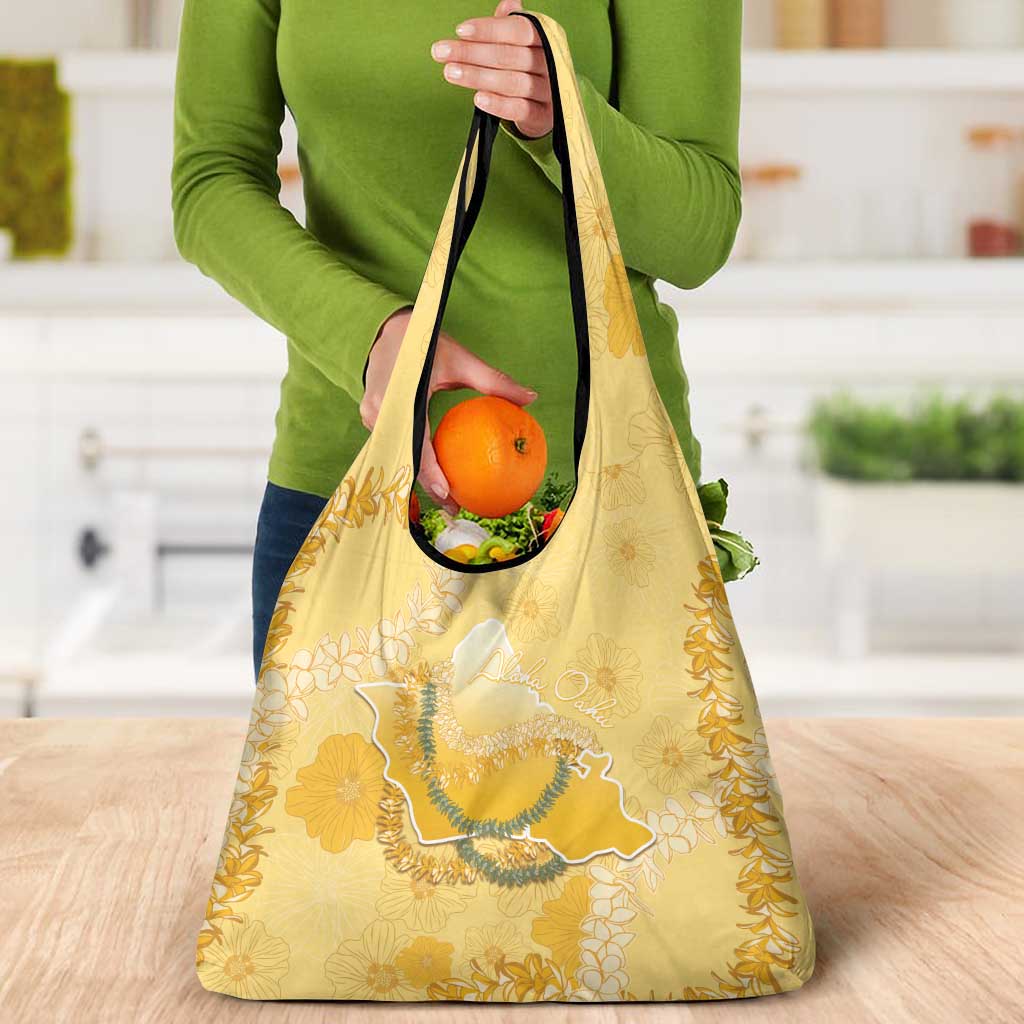 Hawaii Oahu Island Flowers Lei Grocery Bag Yellow Ilima Mix Plumeria