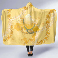 Hawaii Oahu Island Flowers Lei Hooded Blanket Yellow Ilima Mix Plumeria LT7 One Size Yellow - Polynesian Pride
