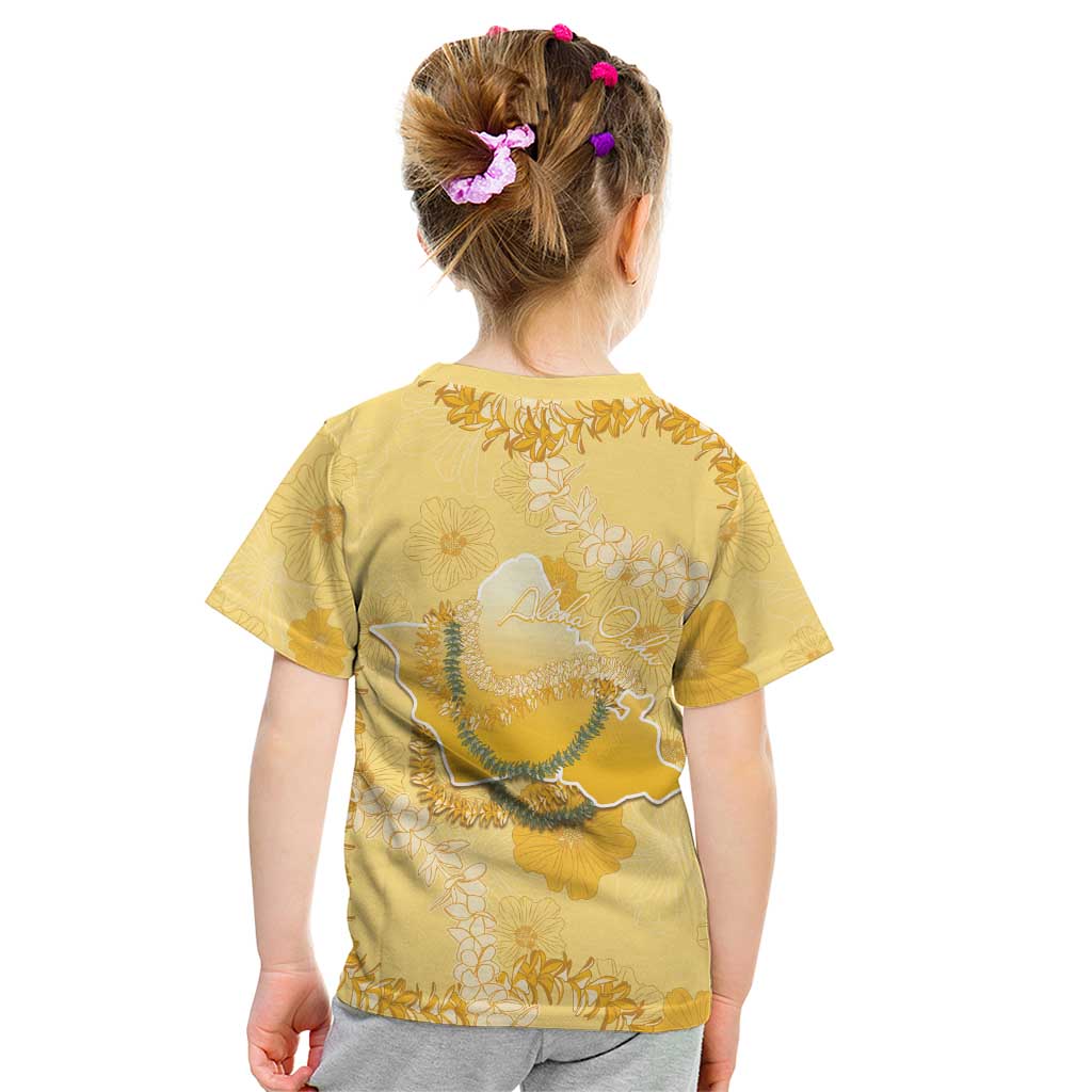 Hawaii Oahu Island Flowers Lei Kid T Shirt Yellow Ilima Mix Plumeria