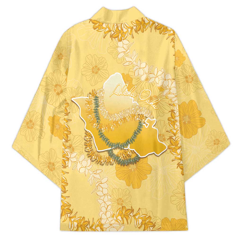 Hawaii Oahu Island Flowers Lei Kimono Yellow Ilima Mix Plumeria LT7 - Polynesian Pride
