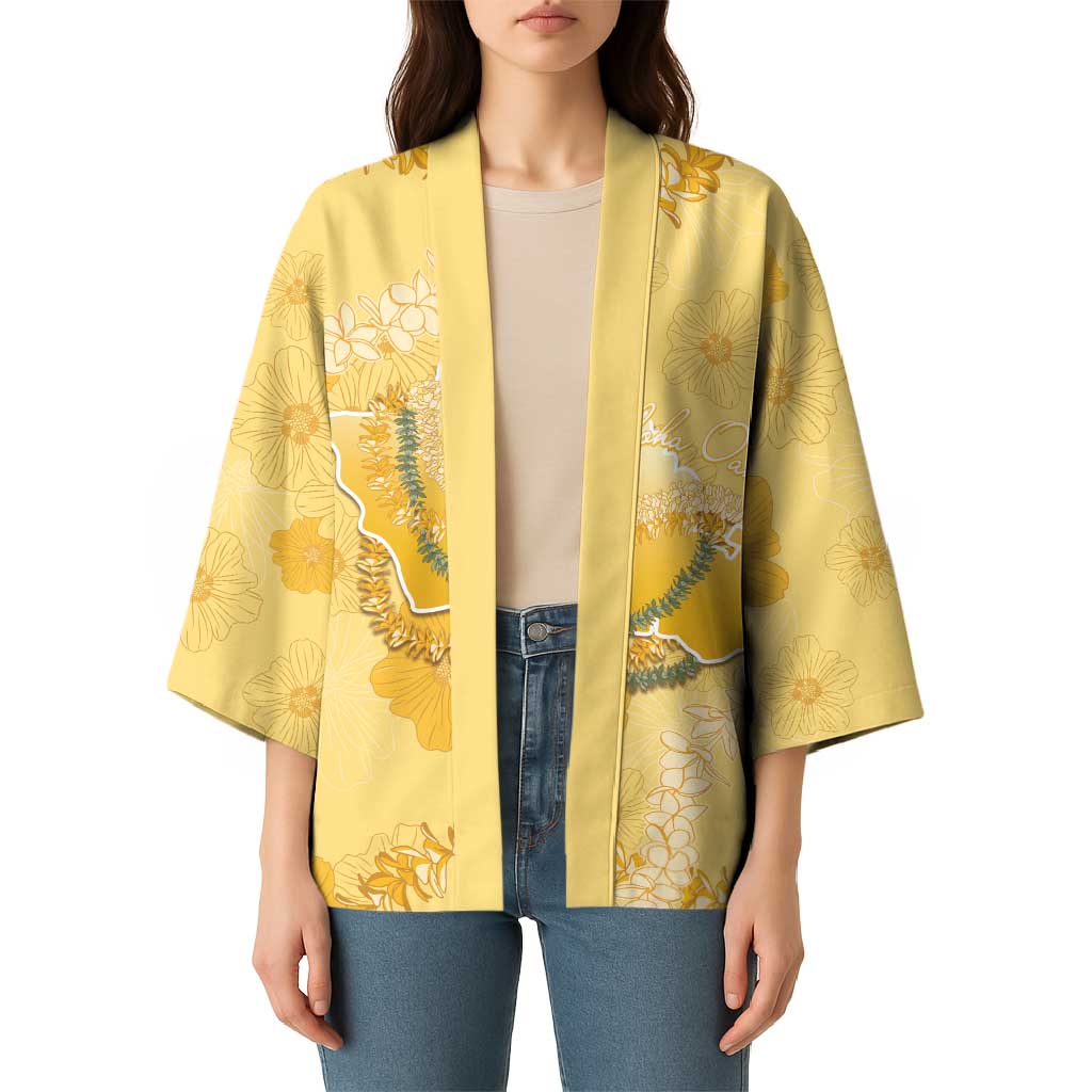 Hawaii Oahu Island Flowers Lei Kimono Yellow Ilima Mix Plumeria LT7 - Polynesian Pride