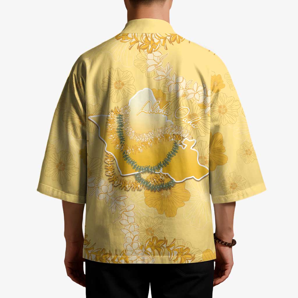 Hawaii Oahu Island Flowers Lei Kimono Yellow Ilima Mix Plumeria LT7 - Polynesian Pride