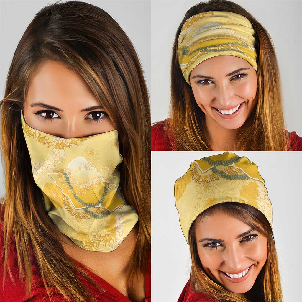 Hawaii Oahu Island Flowers Lei Neck Gaiter Yellow Ilima Mix Plumeria LT7 - Polynesian Pride