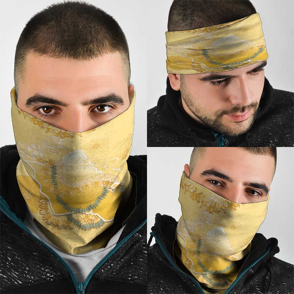 Hawaii Oahu Island Flowers Lei Neck Gaiter Yellow Ilima Mix Plumeria LT7 - Polynesian Pride