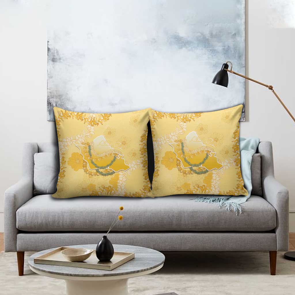 Hawaii Oahu Island Flowers Lei Pillow Cover Yellow Ilima Mix Plumeria LT7 - Polynesian Pride