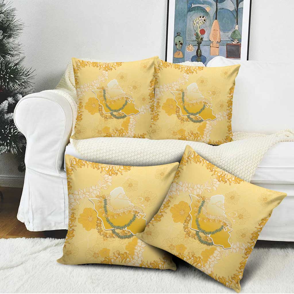 Hawaii Oahu Island Flowers Lei Pillow Cover Yellow Ilima Mix Plumeria LT7 - Polynesian Pride