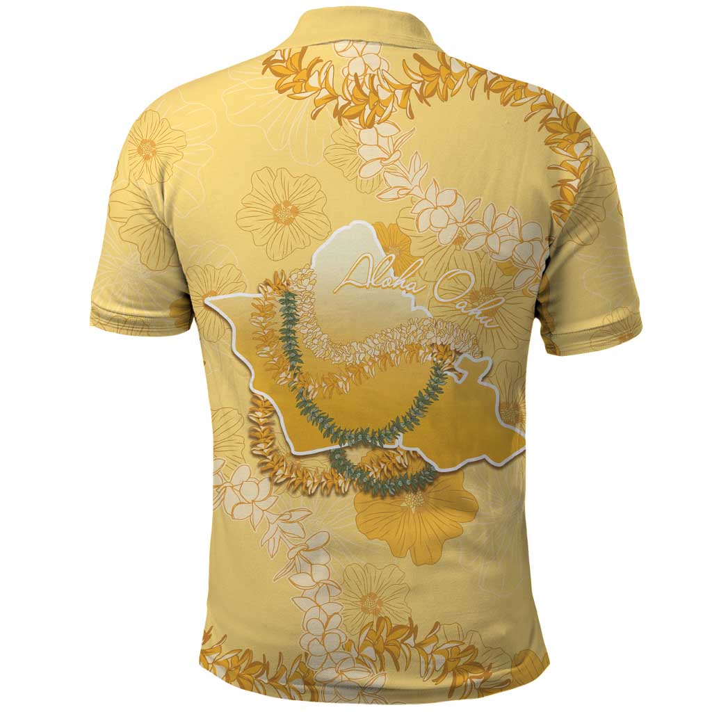 Hawaii Oahu Island Flowers Lei Polo Shirt Yellow Ilima Mix Plumeria
