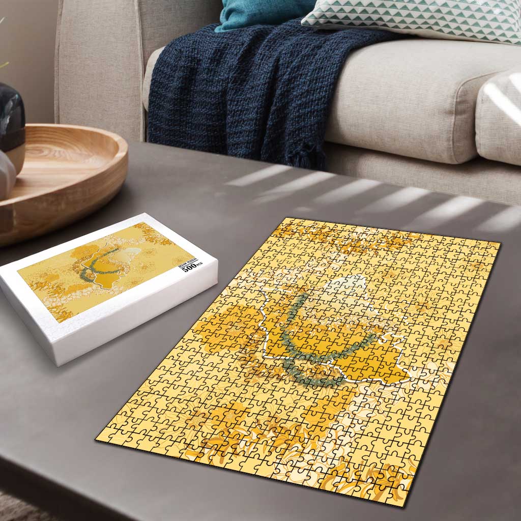 Hawaii Oahu Island Flowers Lei Puzzle Yellow Ilima Mix Plumeria LT7 - Polynesian Pride