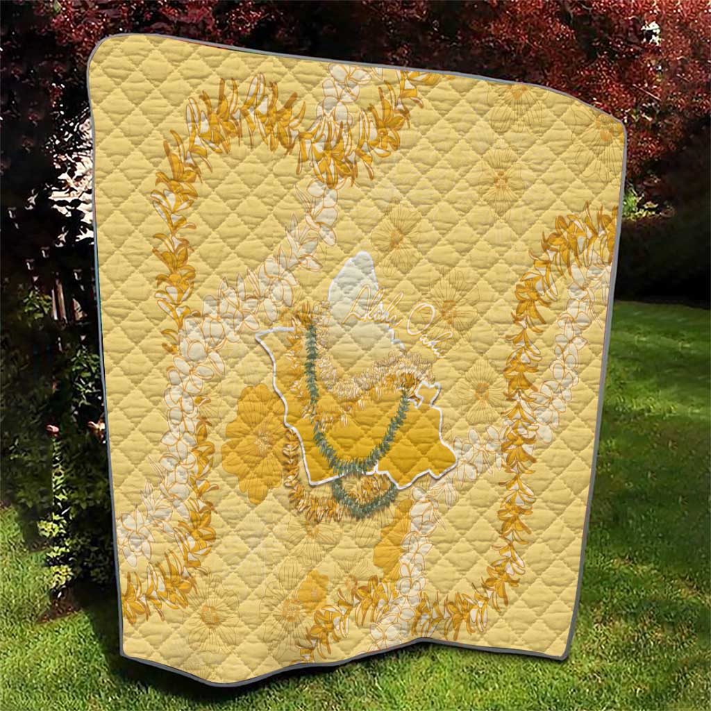 Hawaii Oahu Island Flowers Lei Quilt Yellow Ilima Mix Plumeria LT7 - Polynesian Pride