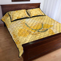 Hawaii Oahu Island Flowers Lei Quilt Bed Set Yellow Ilima Mix Plumeria LT7 - Polynesian Pride