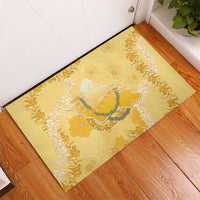 Hawaii Oahu Island Flowers Lei Rubber Doormat Yellow Ilima Mix Plumeria LT7 - Polynesian Pride