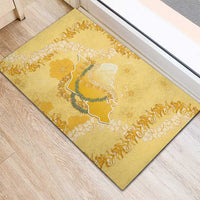 Hawaii Oahu Island Flowers Lei Rubber Doormat Yellow Ilima Mix Plumeria LT7 - Polynesian Pride