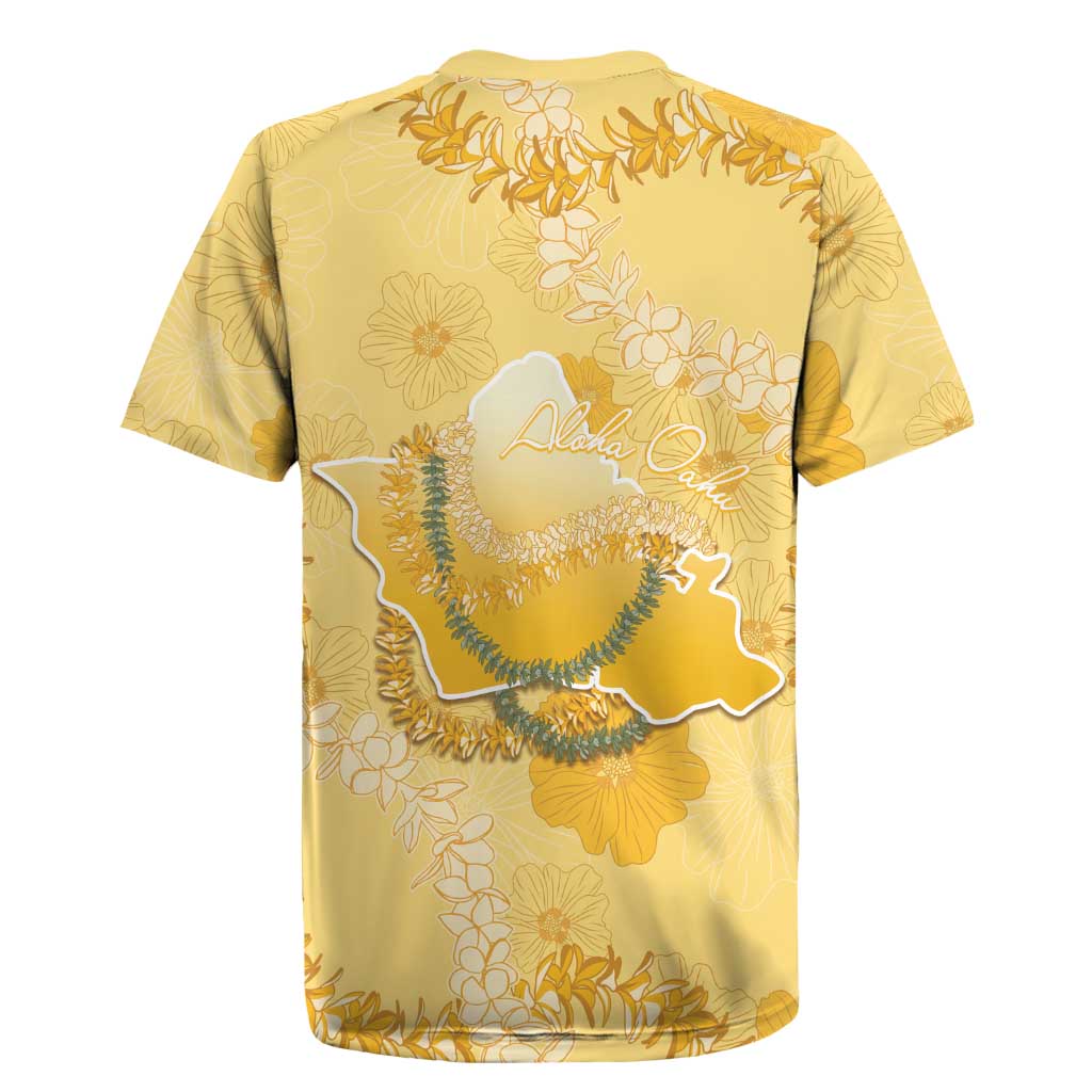 Hawaii Oahu Island Flowers Lei Rugby Jersey Yellow Ilima Mix Plumeria LT7 - Polynesian Pride