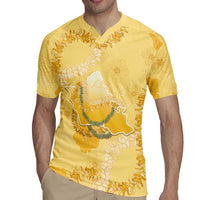 Hawaii Oahu Island Flowers Lei Rugby Jersey Yellow Ilima Mix Plumeria LT7 - Polynesian Pride