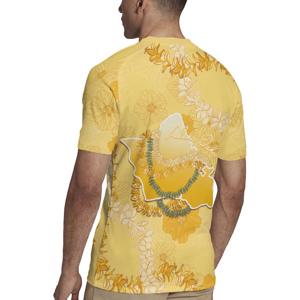 Hawaii Oahu Island Flowers Lei Rugby Jersey Yellow Ilima Mix Plumeria LT7 - Polynesian Pride