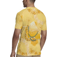 Hawaii Oahu Island Flowers Lei Rugby Jersey Yellow Ilima Mix Plumeria LT7 - Polynesian Pride