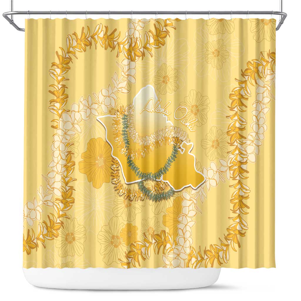 Hawaii Oahu Island Flowers Lei Shower Curtain Yellow Ilima Mix Plumeria LT7 Yellow - Polynesian Pride