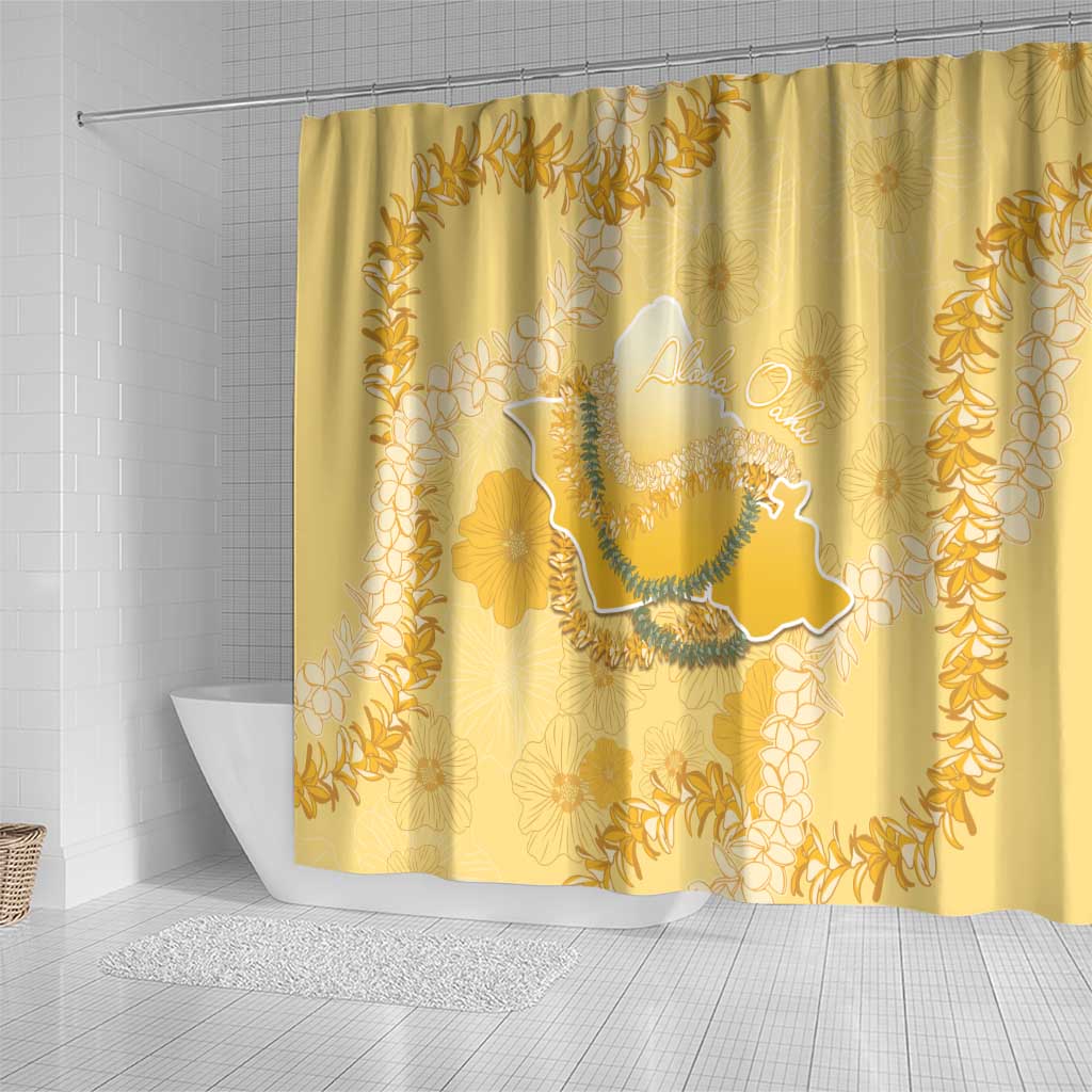 Hawaii Oahu Island Flowers Lei Shower Curtain Yellow Ilima Mix Plumeria LT7 - Polynesian Pride