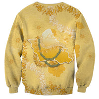 Hawaii Oahu Island Flowers Lei Sweatshirt Yellow Ilima Mix Plumeria LT7 - Polynesian Pride