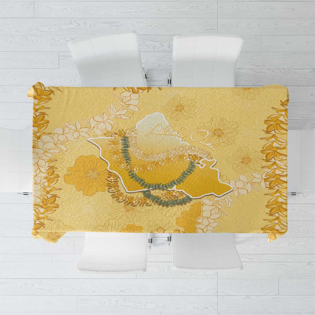 Hawaii Oahu Island Flowers Lei Tablecloth Yellow Ilima Mix Plumeria LT7 Yellow - Polynesian Pride