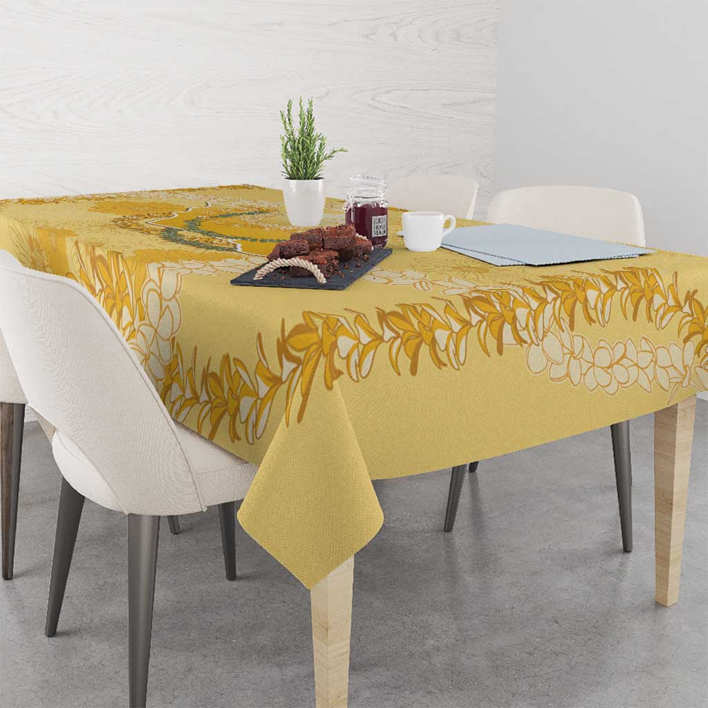 Hawaii Oahu Island Flowers Lei Tablecloth Yellow Ilima Mix Plumeria LT7 - Polynesian Pride