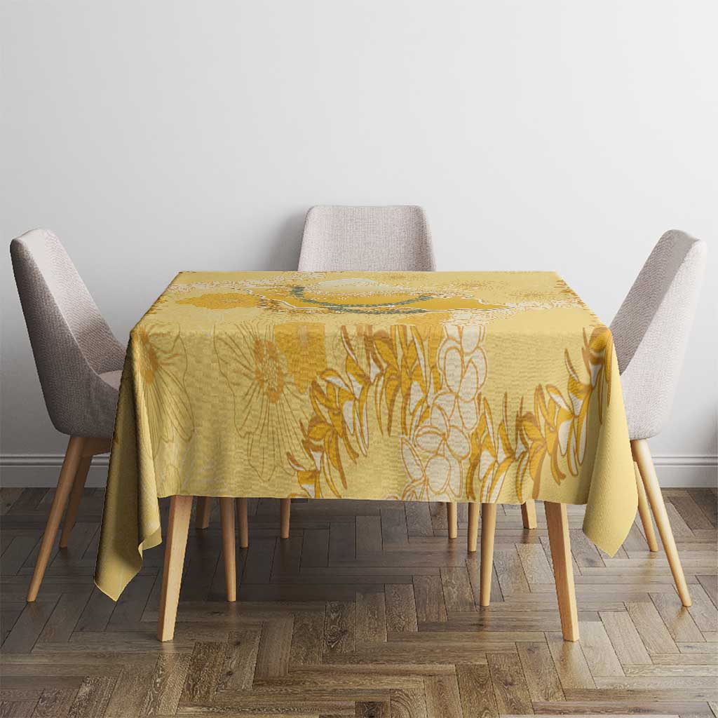 Hawaii Oahu Island Flowers Lei Tablecloth Yellow Ilima Mix Plumeria LT7 - Polynesian Pride