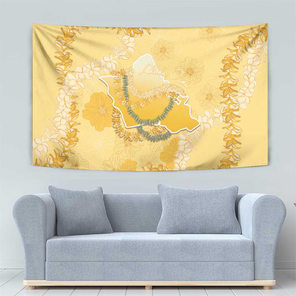 Hawaii Oahu Island Flowers Lei Tapestry Yellow Ilima Mix Plumeria LT7 - Polynesian Pride
