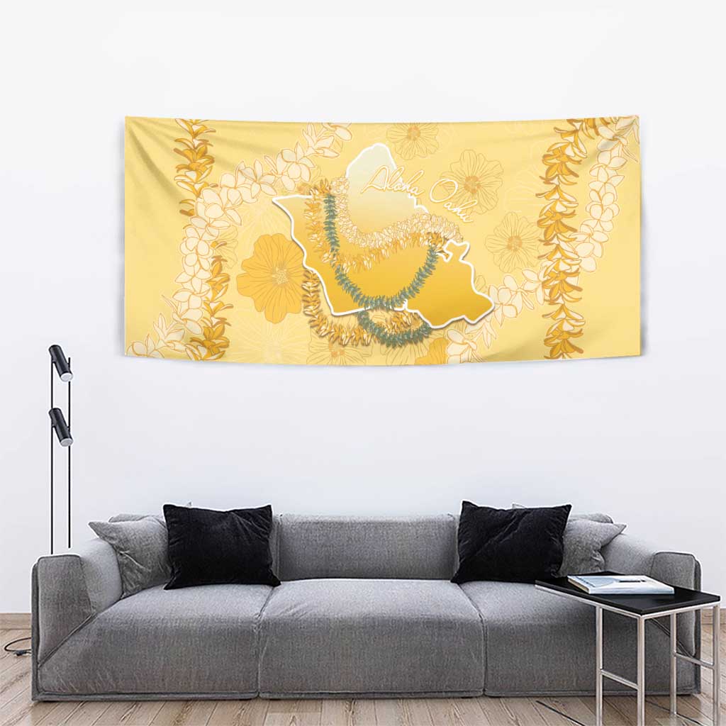 Hawaii Oahu Island Flowers Lei Tapestry Yellow Ilima Mix Plumeria LT7 - Polynesian Pride