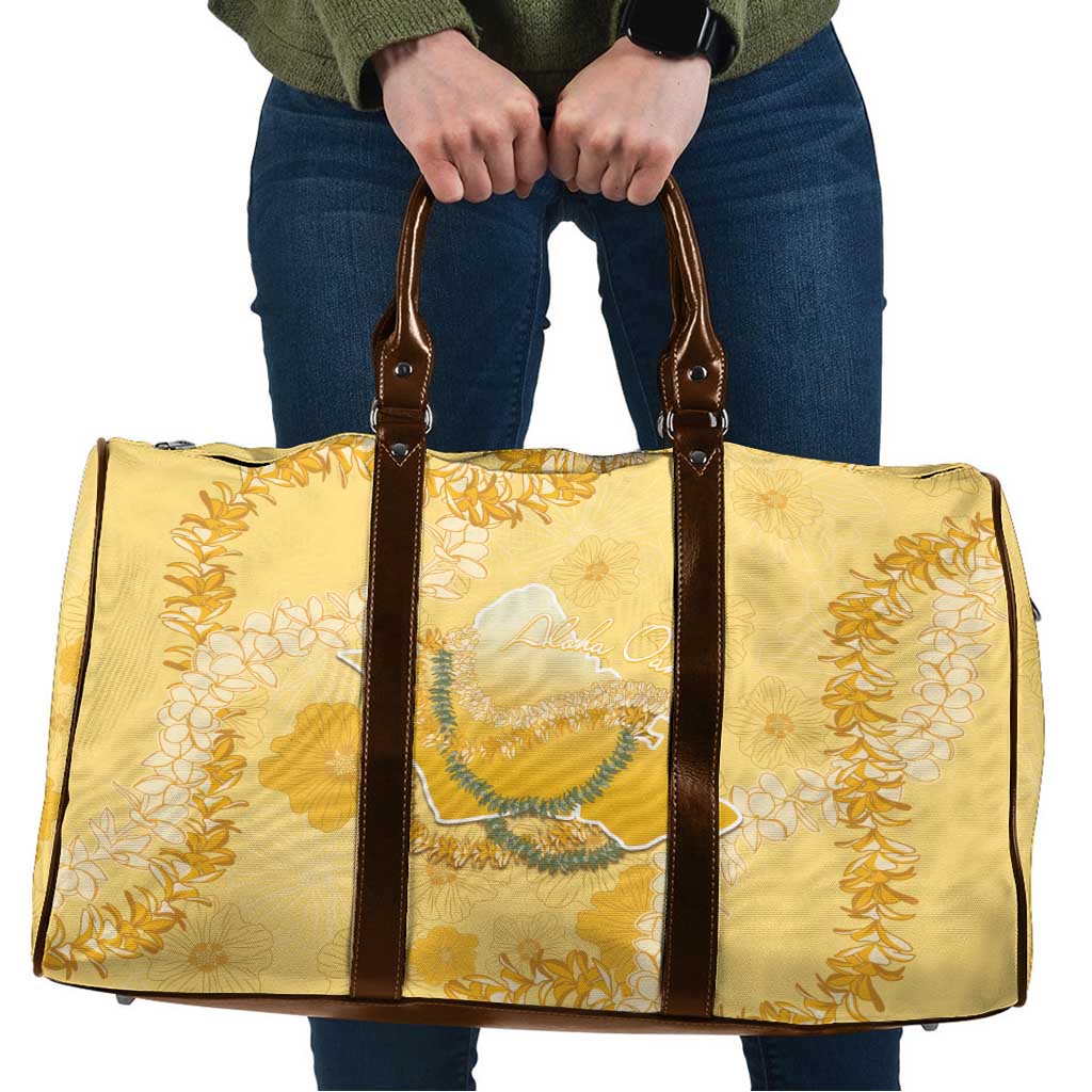 Hawaii Oahu Island Flowers Lei Travel Bag Yellow Ilima Mix Plumeria